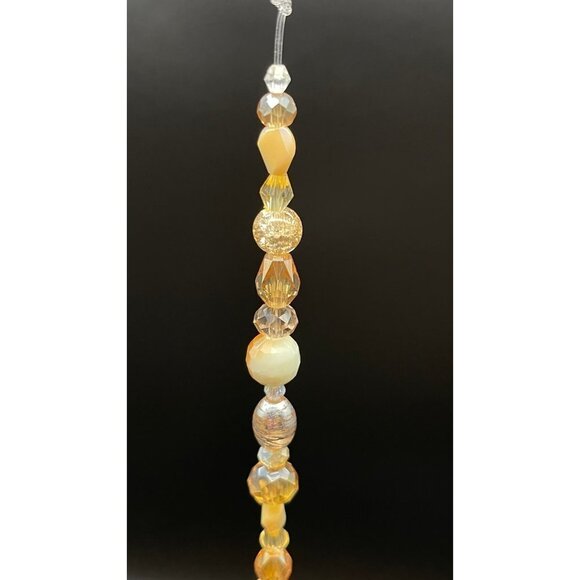 Beaded Suncatcher - Champagne Gold - Clear Crystal Prism - Hanging Decor - Picture 11 of 16